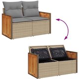 vidaXL Vrtna sedežna garnitura z blazinami 9-delna bež ratan/akacija | Shoptok.si