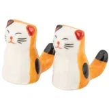 Bel/oranžen porcelanast podstavek za jedilne palčke 2 ks za 5 oseb Cat –