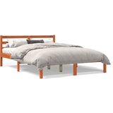 vidaXL Posteljni okvir voščeno rjav 140x190 cm trdna borovina Cene
