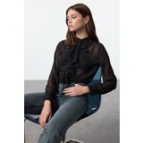 Trendyol Black Front Ruffle Detailed Judge Collar Woven Regular Regular Fit Shirt | Shoptok.si