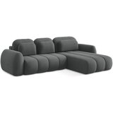 Makamii Tamno siva sklopiva/s prostorom za odlaganje kutna garnitura od bouclé tkanine (s desnim kutom/s ležaljkom) Pele – | shoptok.hr