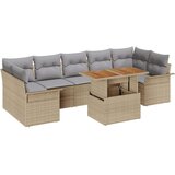  Vrtna garnitura - 8-dijelni set vrtnih sofa s jastučićima bež poli ratan dvosjed vrtni sofa s odlaganjem i jastučićima bež poli | shoptok.hr