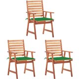 Maison Chic Vrtni jedilni stoli - Stol za vrt 3 kosi z blazinami trden akacijev les JS332, (21877358) | Shoptok.si