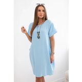 Kesi Loose dress with pockets and a pendant, blue Cijene