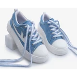 Marjin Women's Sneaker High Sole Lace Up Sneakers Arhes Blue Jeans