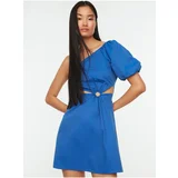 Trendyol Blue women's short asymmetrical dress - Women's