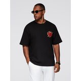 Ombre Men's cotton T-shirt with jewelry applique on chest - black | Shoptok.si