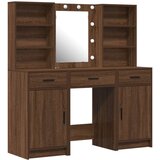  Set toaletnog stola od 3 dijela smeđeg hrasta od konstruiranog drva | shoptok.hr