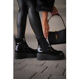 Boto Black Wloedia women's patent leather ankle boots with platform and wedge heel | Shoptok.si