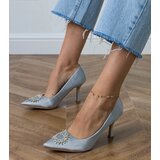 Gemre Silver satin pumps with rhinestones Bellira | Shoptok.si