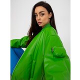 Fashion Hunters Light green women's eco-leather bomber jacket | Shoptok.si