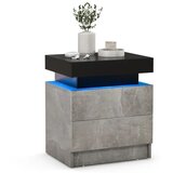  Noćna ormarić s LED svjetlima i 2 ladice, noćna ormarić dim. 45 x 35 x 52 cm, siva. | shoptok.hr