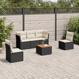 Maison Chic Seti vrtnega pohištva - Vrtna garnitura - Vrtni pohištvo set 6-delna z blazinami črna poli ratan, (21804408) | Shoptok.si