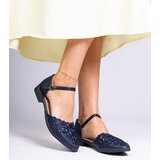 Gemre Navy blue openwork sandals with rhinestones Kalsy | shoptok.hr