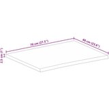 Stolna ploča sa živim rubom 70x60x2,5 cm od masivnog drva manga | shoptok.hr