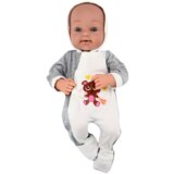  Lutka beba s dudom, dekicom i dodacima 35 cm - sivo/bijela | shoptok.hr