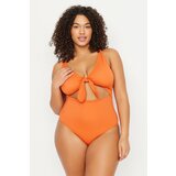 Trendyol curve Plus Size Swimsuit - Orange - Plain Cene
