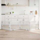 vidaXL Ograda za pse z vrati zložljiva 4 paneli bela 320 cm topolovina | Shoptok.si