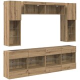  Set zidnog ormarića za TV s LED svjetlima 6 pcs Zanatski Hrast | shoptok.hr