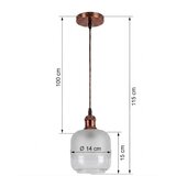 Brilagi LED luster na sajli RETRO GLASS 1xE27/60W/230V prečnik 14 cm bakarna/bela | Eponuda.com