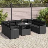 vidaXL 10-dijelni set vrtnih sofa s jastucima crni od poliratana | shoptok.hr