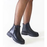 Gemre Black ankle boots with a decorative charm on a platform eco-leather Melane Cene