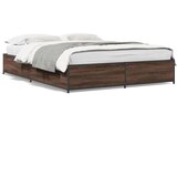 Furnova Posteljni okvir rjav hrast 150x200 cm inženirski les in kovina, (21936044) | Shoptok.si