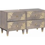 vidaXL Nočna omarica 2 pcs Siva 40 x 33 x 46 cm trden mangov les | Shoptok.si