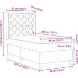 vidaXL Krevet sa opružnom bazom i madracem & LED Tamno siva 90x200 cm Tkanina | shoptok.hr