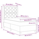 vidaXL Posteljni okvir z vzmetnico in LED temno sivi 90x200 cm iz blaga | Shoptok.si