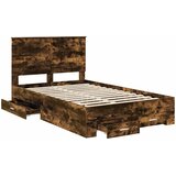 Krevetna konstrukcija s ladicama Dimljeni hrast 120 x 200 cm | shoptok.hr