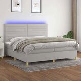  Krevet box spring s madracem LED svjetlosivi 200x200 cm tkanina | shoptok.hr