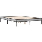 vidaXL Posteljni okvir siva sonoma 135x190 cm inženirski les in kovina, (21142938) | Shoptok.si