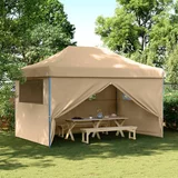 vidaXL Zložljivi pop-up šotor za zabave 4 stranice bež