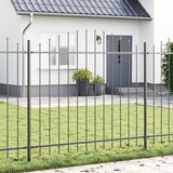 vidaXL vrtna ograja z obročem siva 6,8x1,25 m jeklo | Shoptok.si
