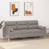 vidaXL Kavč trosed z okrasnimi blazinami taupe 180 cm blago Cene