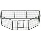 vidaXL Ograda za pse s 8 ploča od čelika 60 x 80 cm crna | shoptok.hr