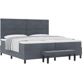 Box Spring Krevet s Madracem &amp Klupom Tamno Siva 200x200 cm Baršun | shoptok.hr