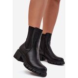 Boto Women's Block Heeled Eco Leather Boots Black Kyra | shoptok.hr