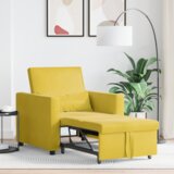  3-v-1 Enosobna Postelja za Sedenje Prenosna Rumena Velur, (22094465) | Shoptok.si