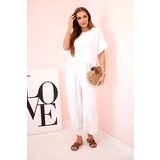 Kesi Włoski Viscose blouse + pants set white Cijene