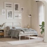 Maison Chic Kovinski Posteljni okvir - Dvoposteljna postelja - Zakonska postelja z vzglavjem bel 120x190 cm, (21693080) | Shoptok.si