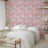  Tapeta - Pastel birds – a delicate pattern of white and grey herons on a light pink background 49x1000 Samoljepljiva | shoptok.hr