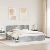 Krevetna konstrukcija s ladicama Betonsko Siva 200 x 200 cm | shoptok.hr
