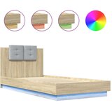  Posteljni okvir z vzglavjem in LED sonoma hrast 100x200 cm | Shoptok.si