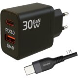 Redline Punjač sa USB-C kablom GL30AC+CC-1M, 1 x USB-A, 1 x USB-C, 30W, Crni | Eponuda.ba