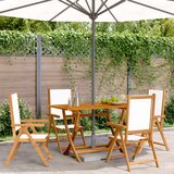 Maison Chic Nastavljivi vrtni stoli - Stol za vrt 4 kosi kremno bel blago in trden les JS111, (21878779) | Shoptok.si