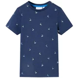 vidaXL Otroška majica s kratkimi rokavi temno modra 128