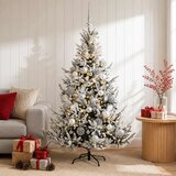  Umjetno božićno drvce s kuglicom 150 cm 150 LED lampica - Zelena i bijela 150 cm s LED-ima i srebrnim lopticama | shoptok.hr
