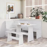  Jedilna miza s klopjo bela trdna borovina, (20711034)